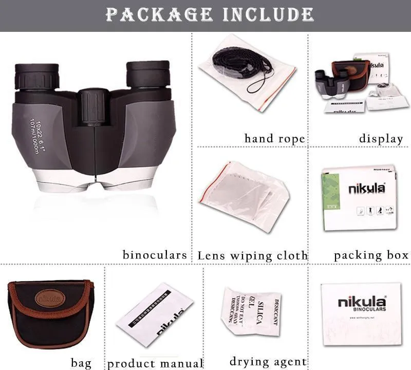 10x22 Pocket Mini HD Binoculars Waterproof