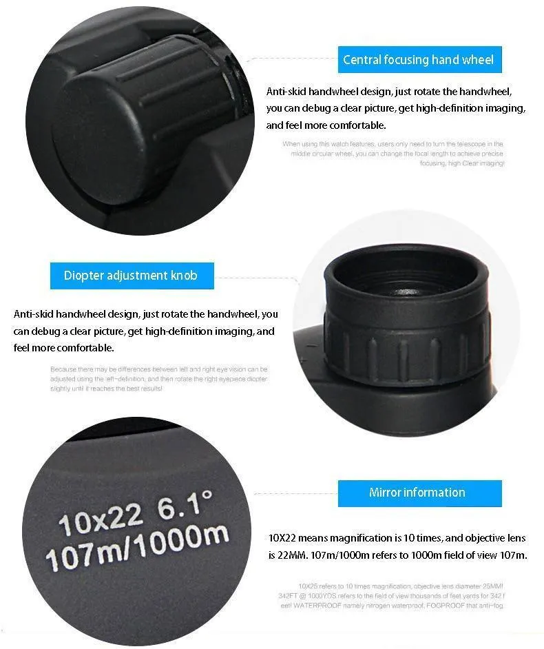 10x22 Pocket Mini HD Binoculars Waterproof