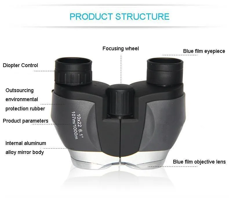 10x22 Pocket Mini HD Binoculars Waterproof