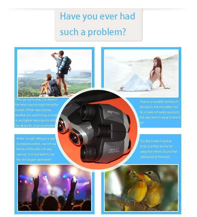 10x22 Pocket Mini HD Binoculars Waterproof