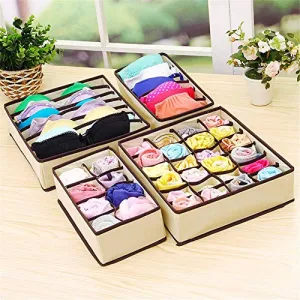 4pcs/Set Foldable Divider Storage Bra Box Non-Woven Fabric Folding Cases Necktie Socks Underwear Clothing Organizer Container