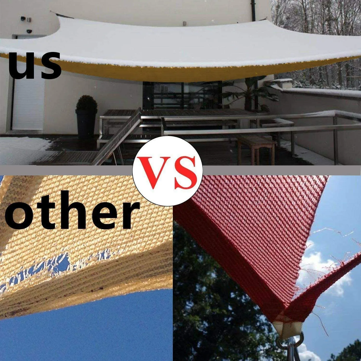8'x'14' Rectangle Patio Sun Shade Sail（Sand Color）