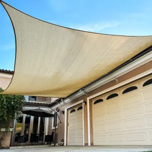 8'x'14' Rectangle Patio Sun Shade Sail（Sand Color）