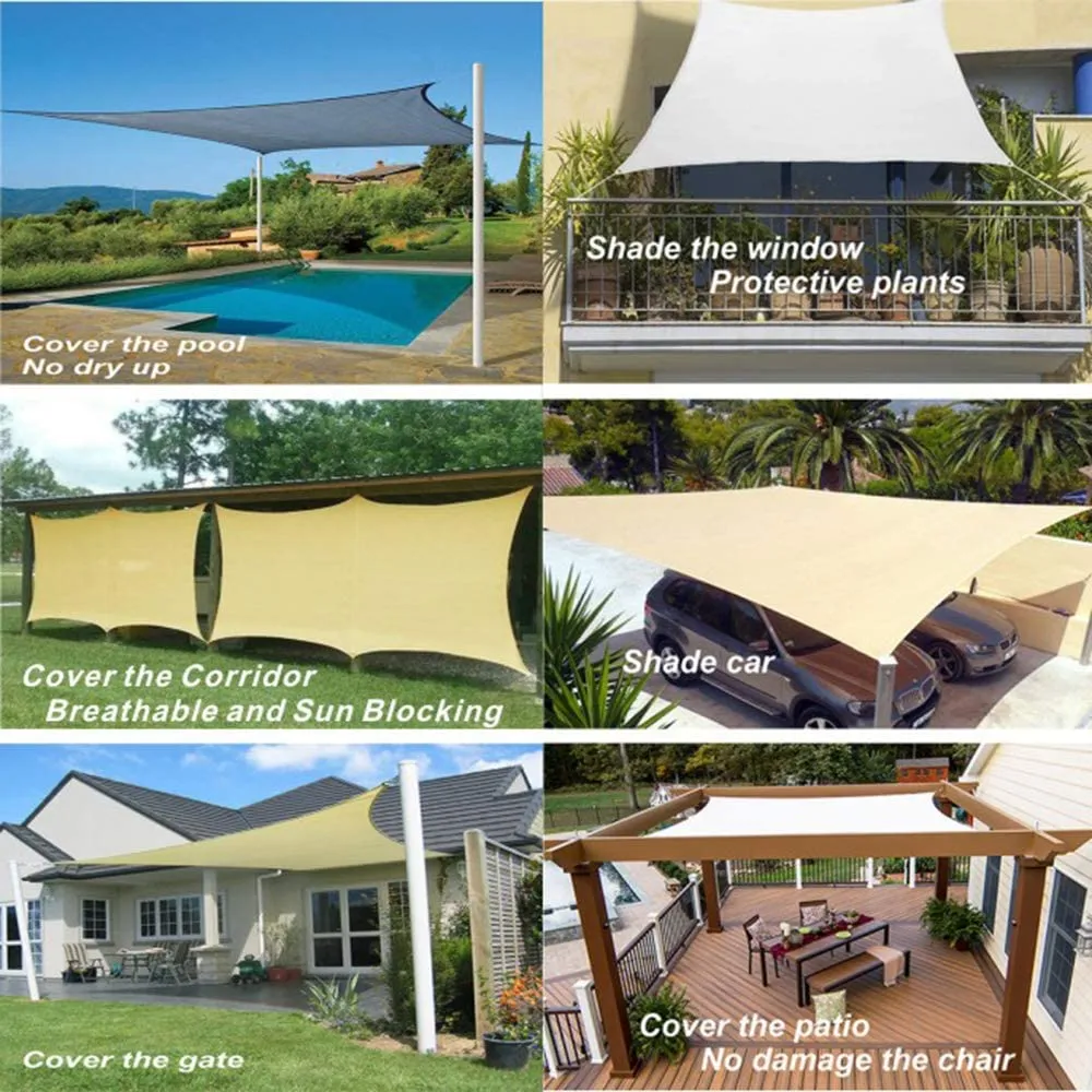 8'x'14' Rectangle Patio Sun Shade Sail（Sand Color）