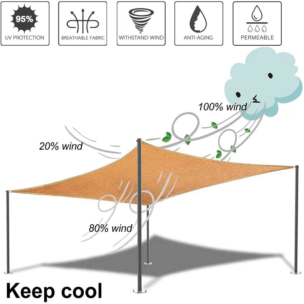 8'x'14' Rectangle Patio Sun Shade Sail（Sand Color）