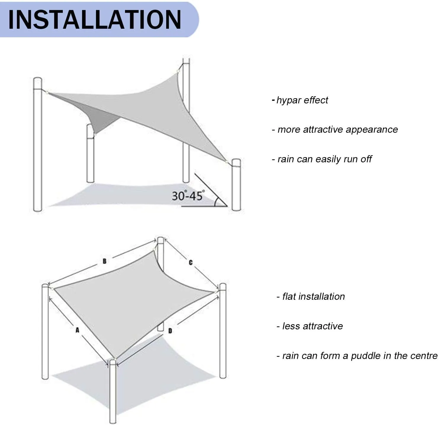 8'x'14' Rectangle Patio Sun Shade Sail（Sand Color）