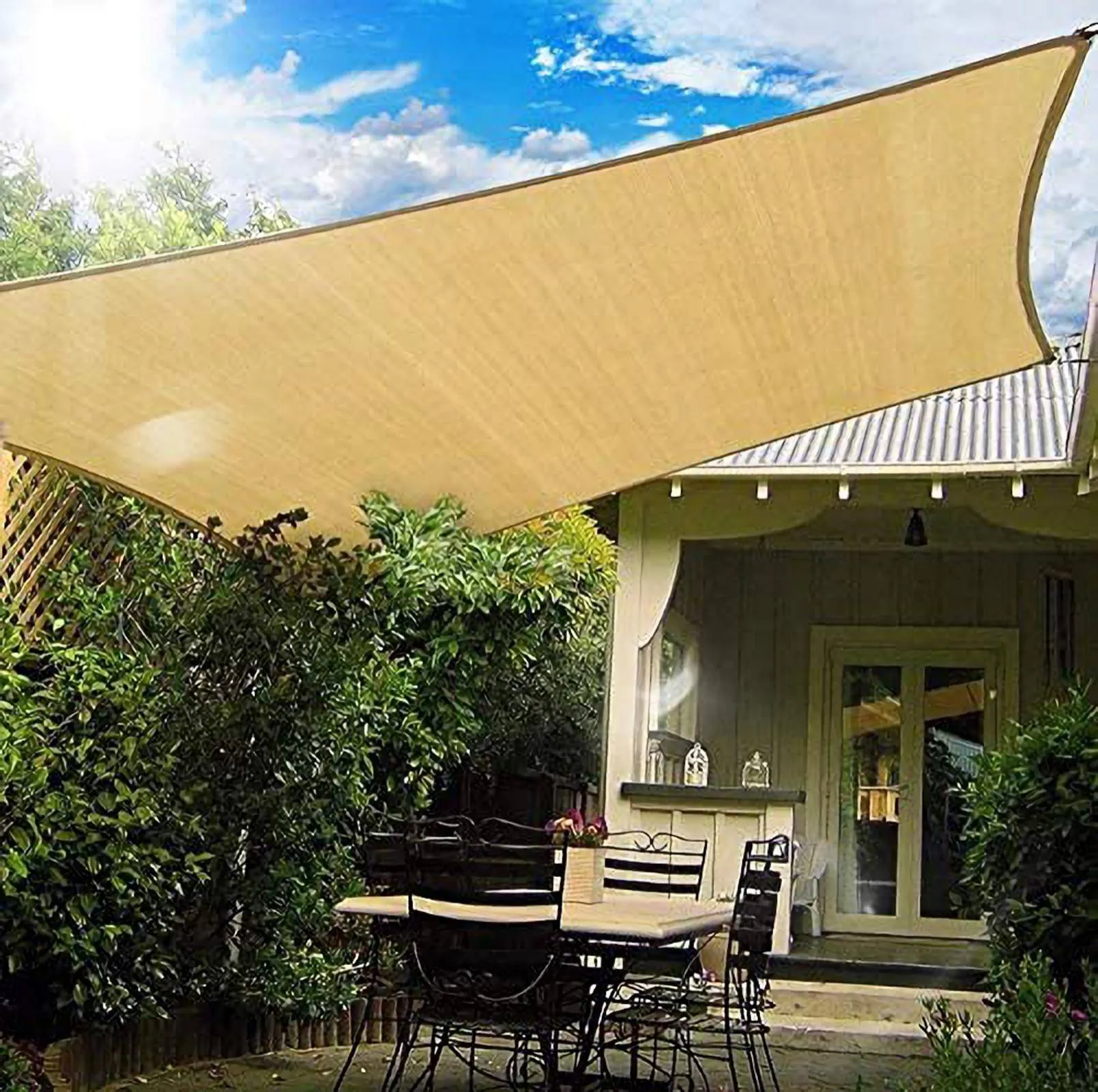 8'x'14' Rectangle Patio Sun Shade Sail（Sand Color）