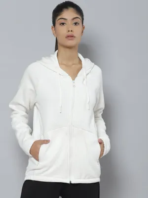 Alcis Women White Hooded Sweatshirt