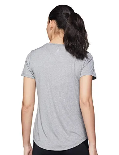 Amazon Brand - Symactive Women's Solid Regular Fit T-Shirt (SYMACT-TS02_Grey Melange Small)