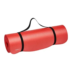 AmazonBasics 13mm Extra Thick Yoga and Exercise Mat with Carrying Strap, Red
