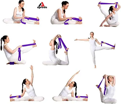 Aprodo Yoga Strap [6/8/10 Feet Size Options] 100% Cotton Straps with Adjustable D-Ring Buckle, Best for Yoga, Body Flexibility & General Fitness, Pack of 1 (Black, 6 Feet (72 Inches))