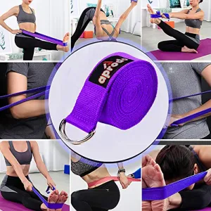 Aprodo Yoga Strap [6/8/10 Feet Size Options] 100% Cotton Straps with Adjustable D-Ring Buckle, Best for Yoga, Body Flexibility & General Fitness, Pack of 1 (Purple, 6 Feet (72 Inches))