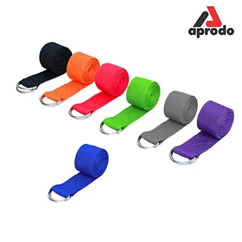 Aprodo Yoga Strap [6/8/10 Feet Size Options] 100% Cotton Straps with Adjustable D-Ring Buckle, Best for Yoga, Body Flexibility & General Fitness, Pack of 1 (Purple, 6 Feet (72 Inches))
