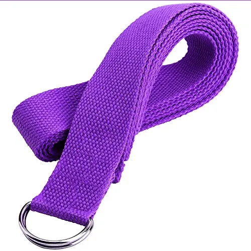 Aprodo Yoga Strap [6/8/10 Feet Size Options] 100% Cotton Straps with Adjustable D-Ring Buckle, Best for Yoga, Body Flexibility & General Fitness, Pack of 1 (Purple, 6 Feet (72 Inches))