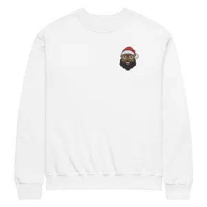 Black Santa Embroidery Crew neck sweatshirt