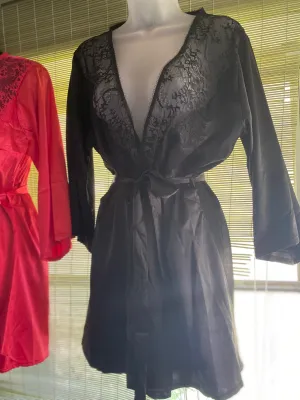 BLACK SATIN ROBE