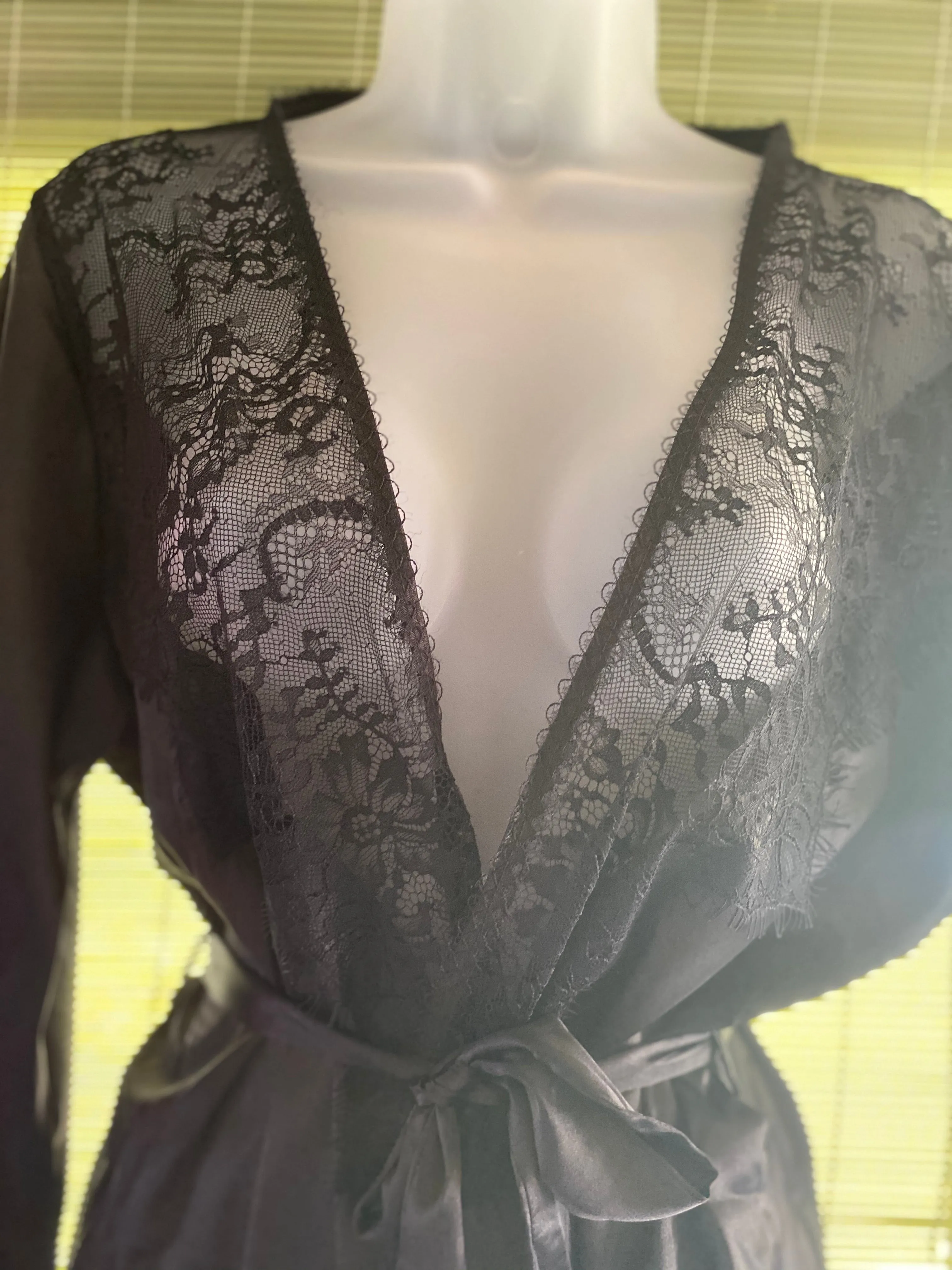 BLACK SATIN ROBE