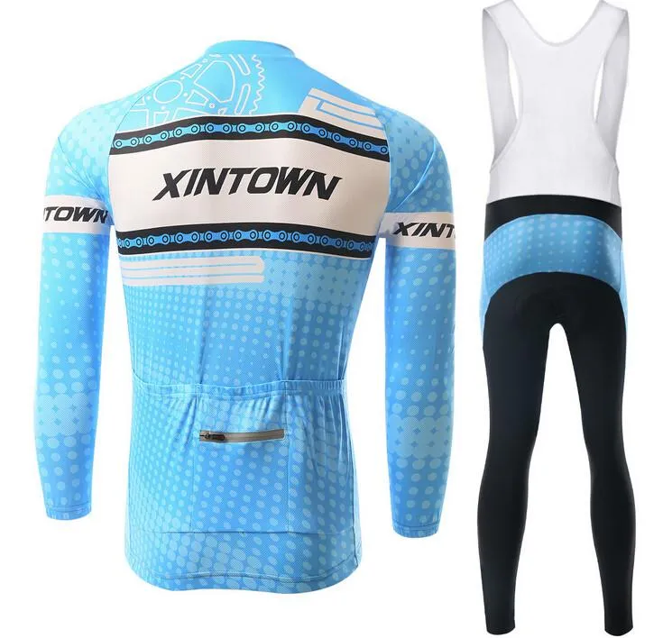 Blue XINTOWN Long Sleeve Cycling Jersey Set