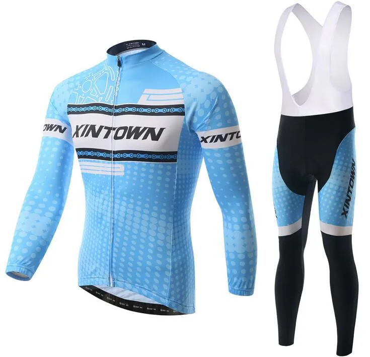 Blue XINTOWN Long Sleeve Cycling Jersey Set