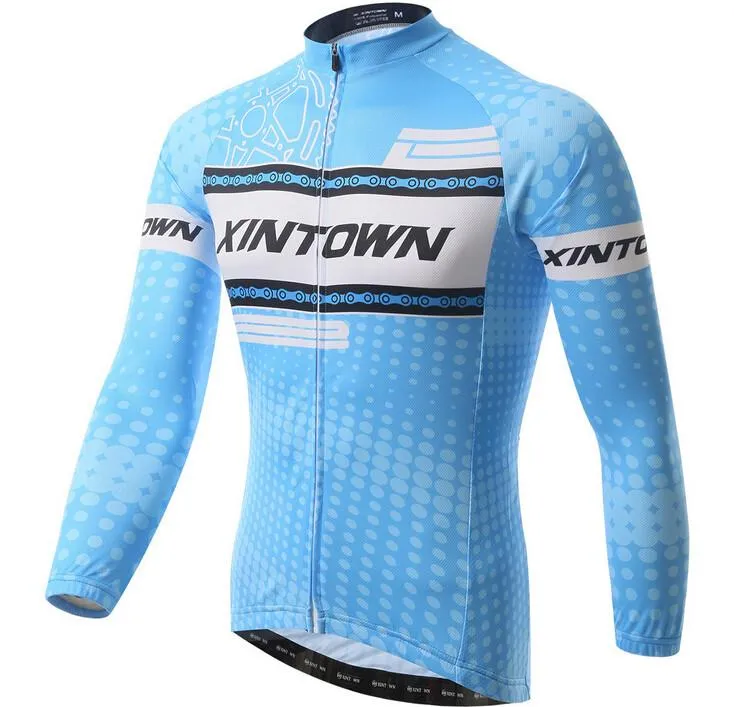 Blue XINTOWN Long Sleeve Cycling Jersey Set