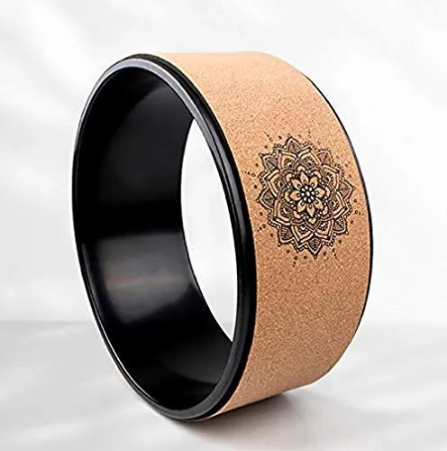 Bodylastics PVC Fitness 13 Strong, Sweat Resistant and Eco-Friendly Cork Yoga Wheel for Women and Men (Black, Brown)