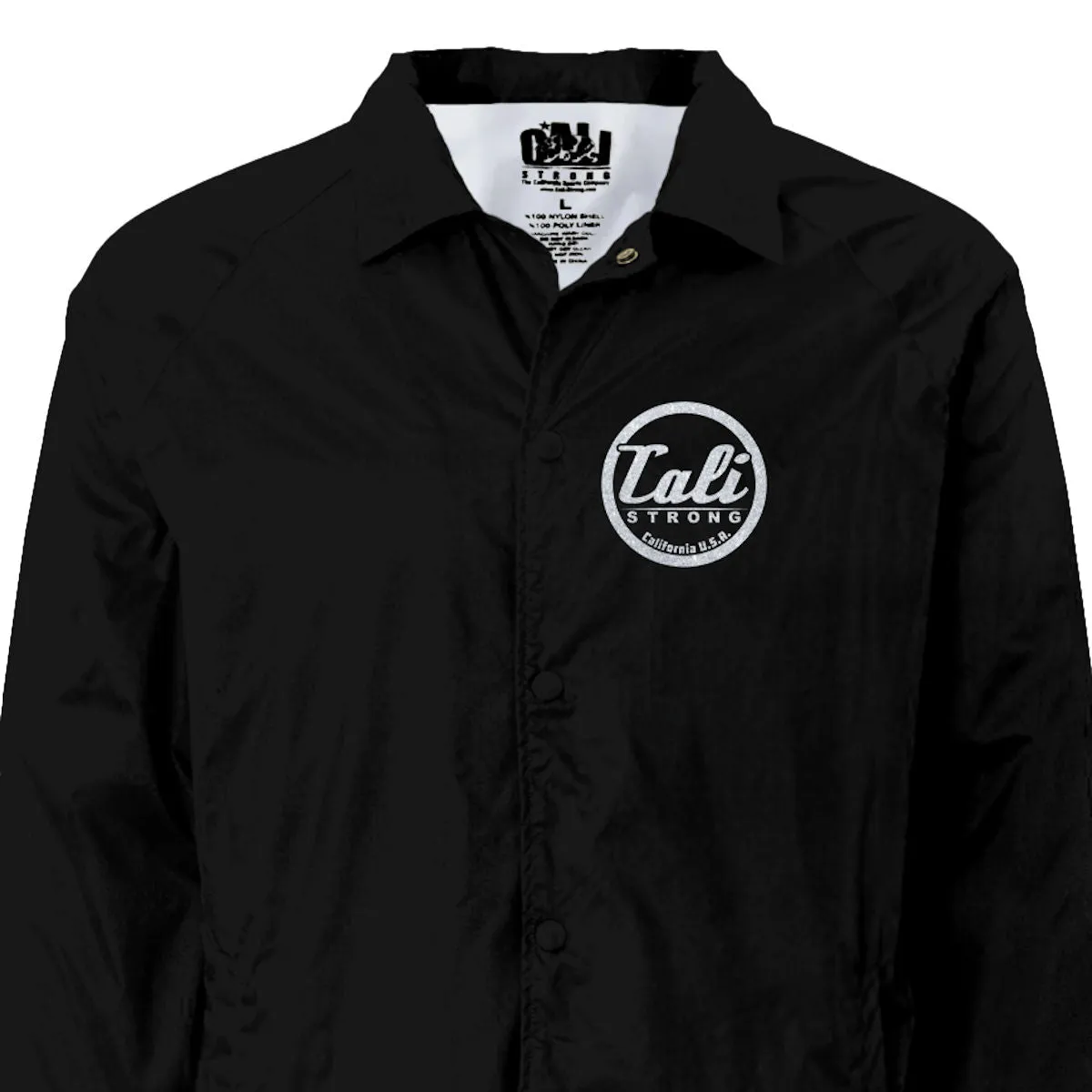 CALI Strong Coaches Jacket Black Metallic Silver