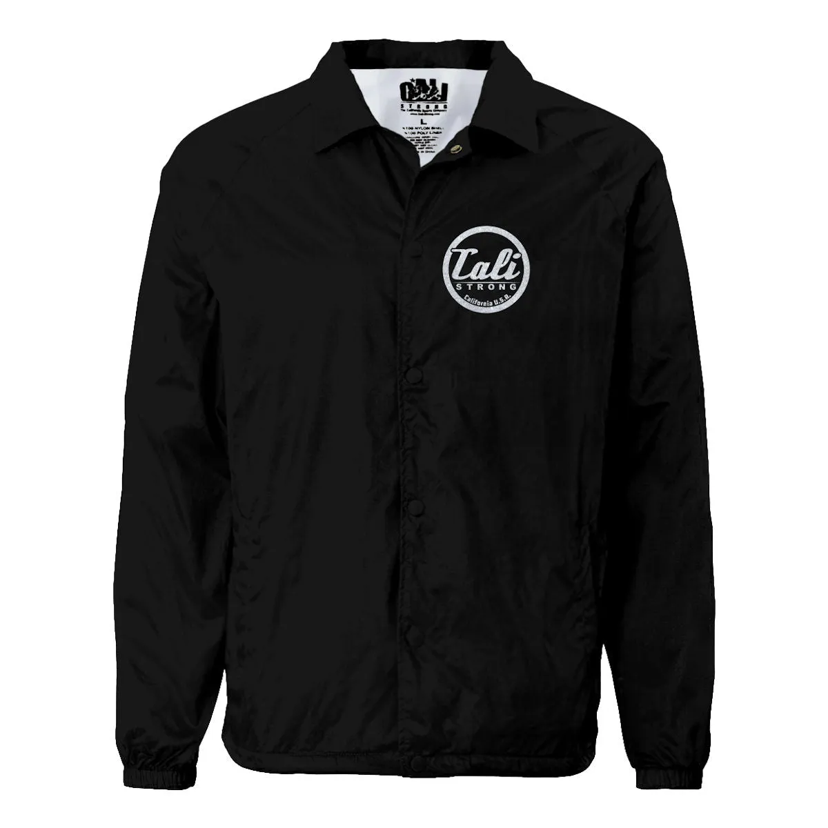 CALI Strong Coaches Jacket Black Metallic Silver