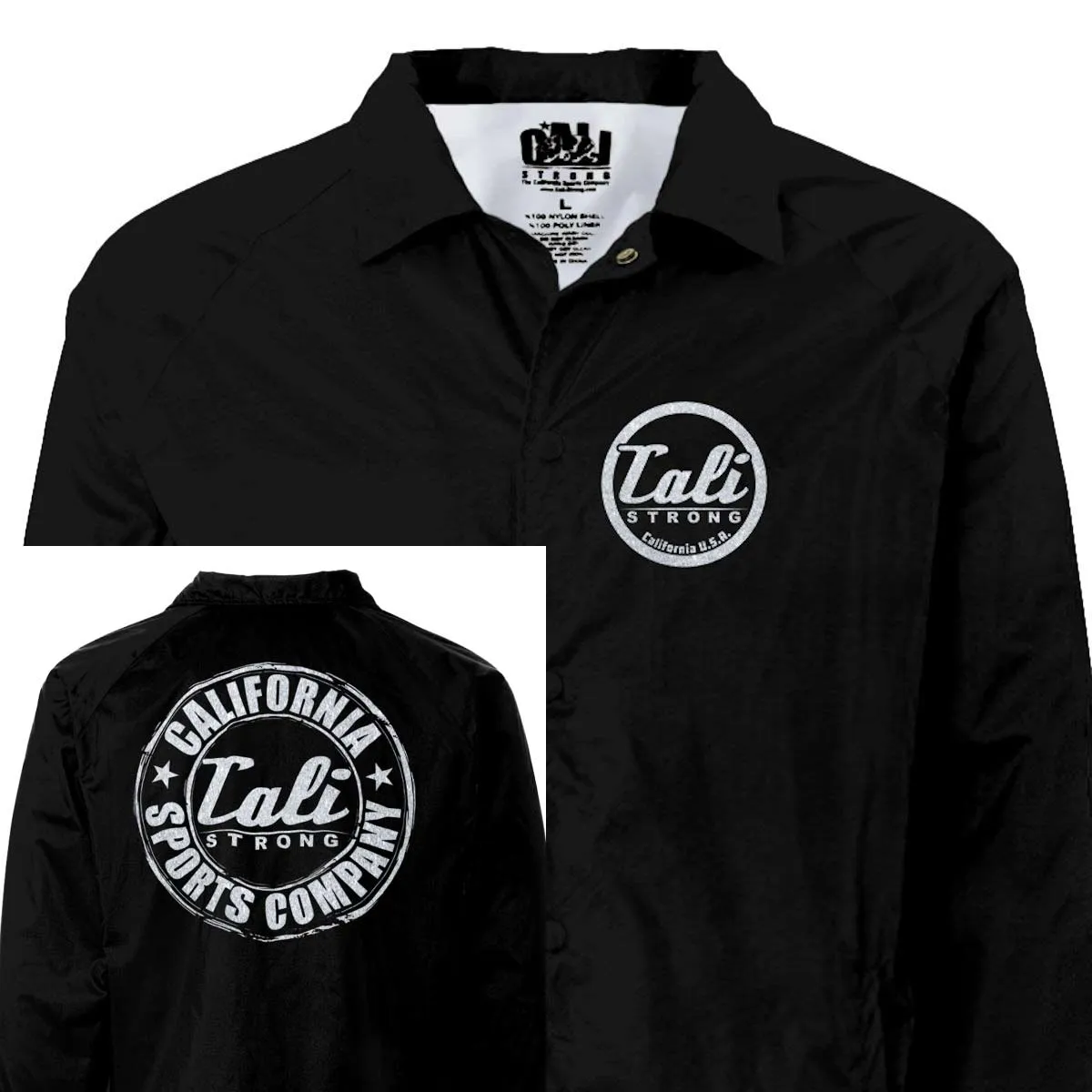 CALI Strong Coaches Jacket Black Metallic Silver