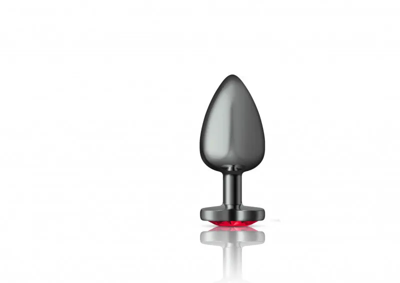 Cheeky Charms - Gunmetal Metal Butt Plug - Heart - Dark Red - Large