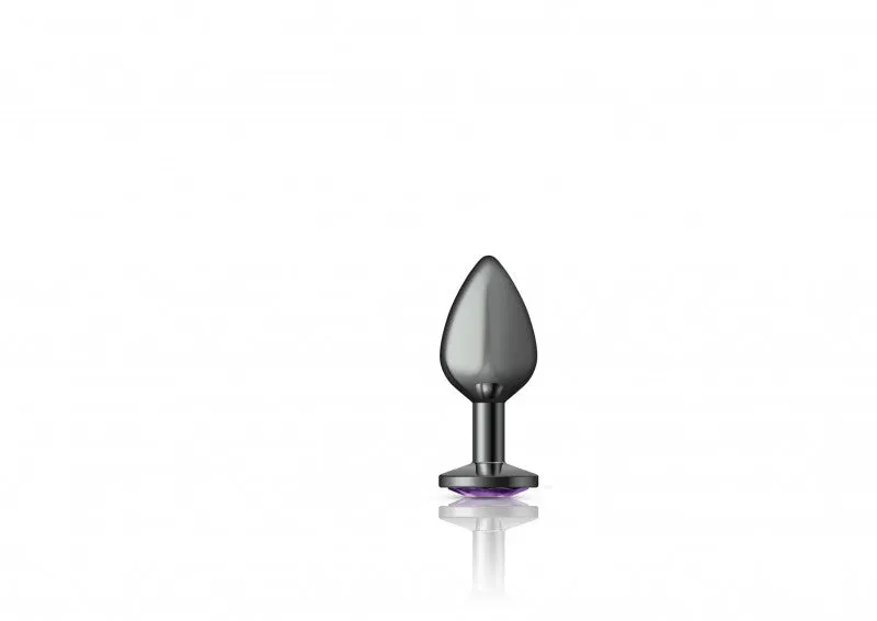 Cheeky Charms - Gunmetal Metal Butt Plug - Round - Deep Purple - Medium
