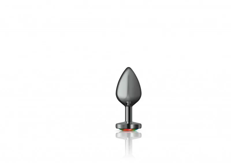 Cheeky Charms - Gunmetal Metal Buttplug - Heart - Rainbow - Medium
