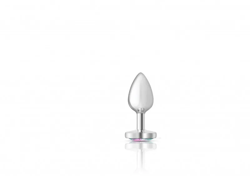 Cheeky Charms - Silver Metal Butt Plug - Heart - Clear - Small