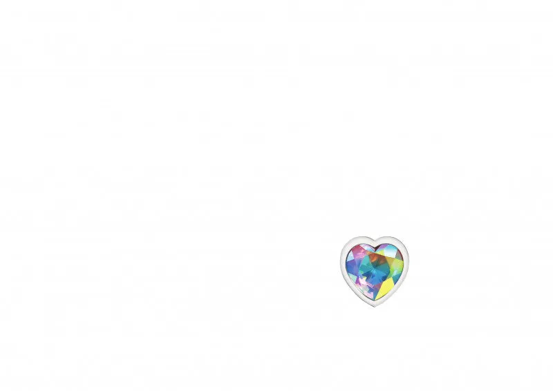 Cheeky Charms - Silver Metal Butt Plug - Heart - Clear - Small