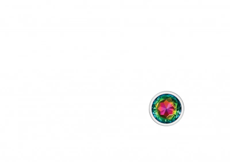 Cheeky Charms - Silver Metal Butt Plug - Round - Rainbow - Large
