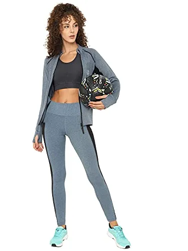 CHKOKKO Women Yoga Track Pants Stretchable Sports Gym Tights BlueMelange 4XL