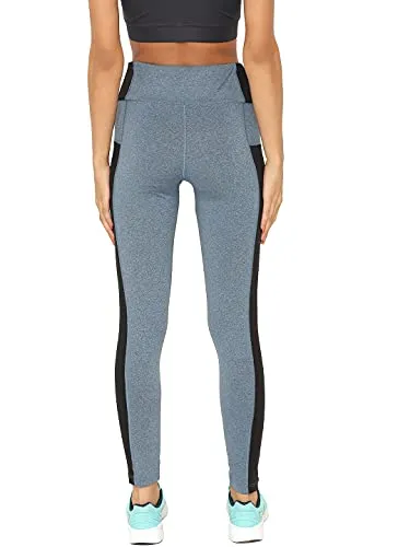 CHKOKKO Women Yoga Track Pants Stretchable Sports Gym Tights BlueMelange 4XL