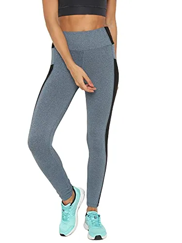 CHKOKKO Women Yoga Track Pants Stretchable Sports Gym Tights BlueMelange 4XL