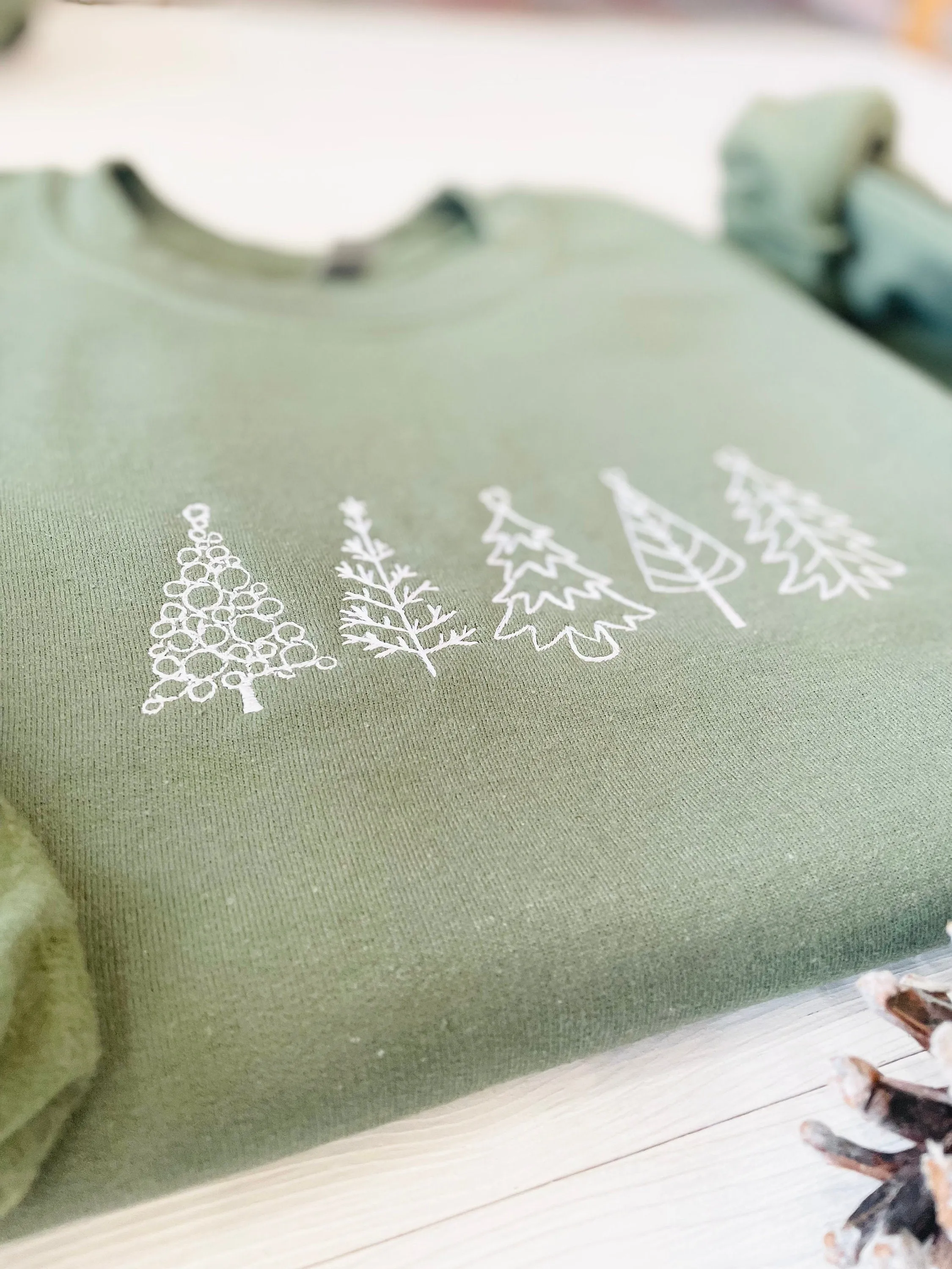 Christmas Tree Embroidered Sweatshirt - Embroidered Christmas Sweatshirt