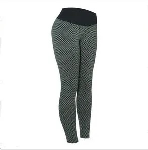 CHRLEISURE Grid Tights Yoga Pants Women Seamless High Waist Leggings Breathable Gym Fitness Push Up Clothing Girl Yoga Pant