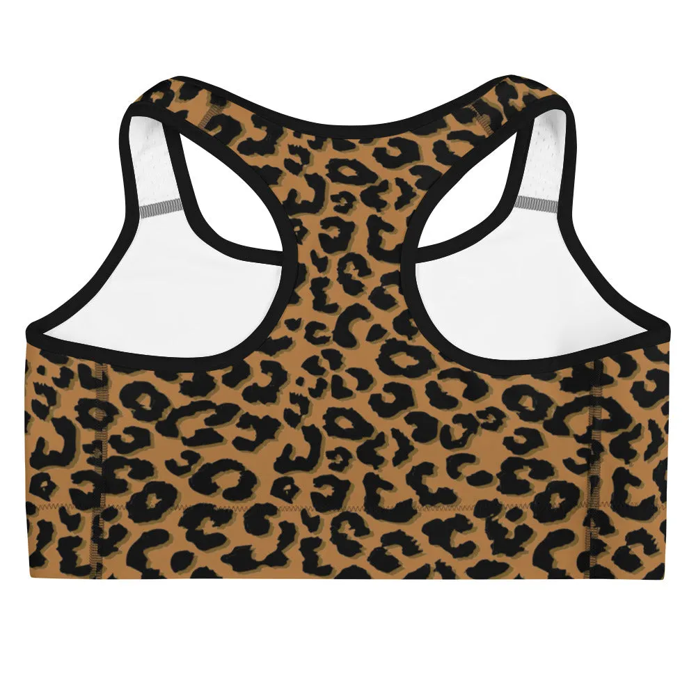 Chui (Leopard) Print Moisture Wicking Medium Support Racerback Sports bra