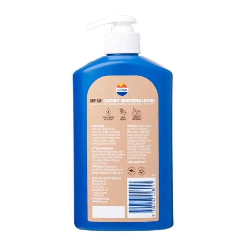 [CLEARANCE Expiry: 03/2025] Le Tan SPF 50  Coconut Sunscreen Lotion 500mL