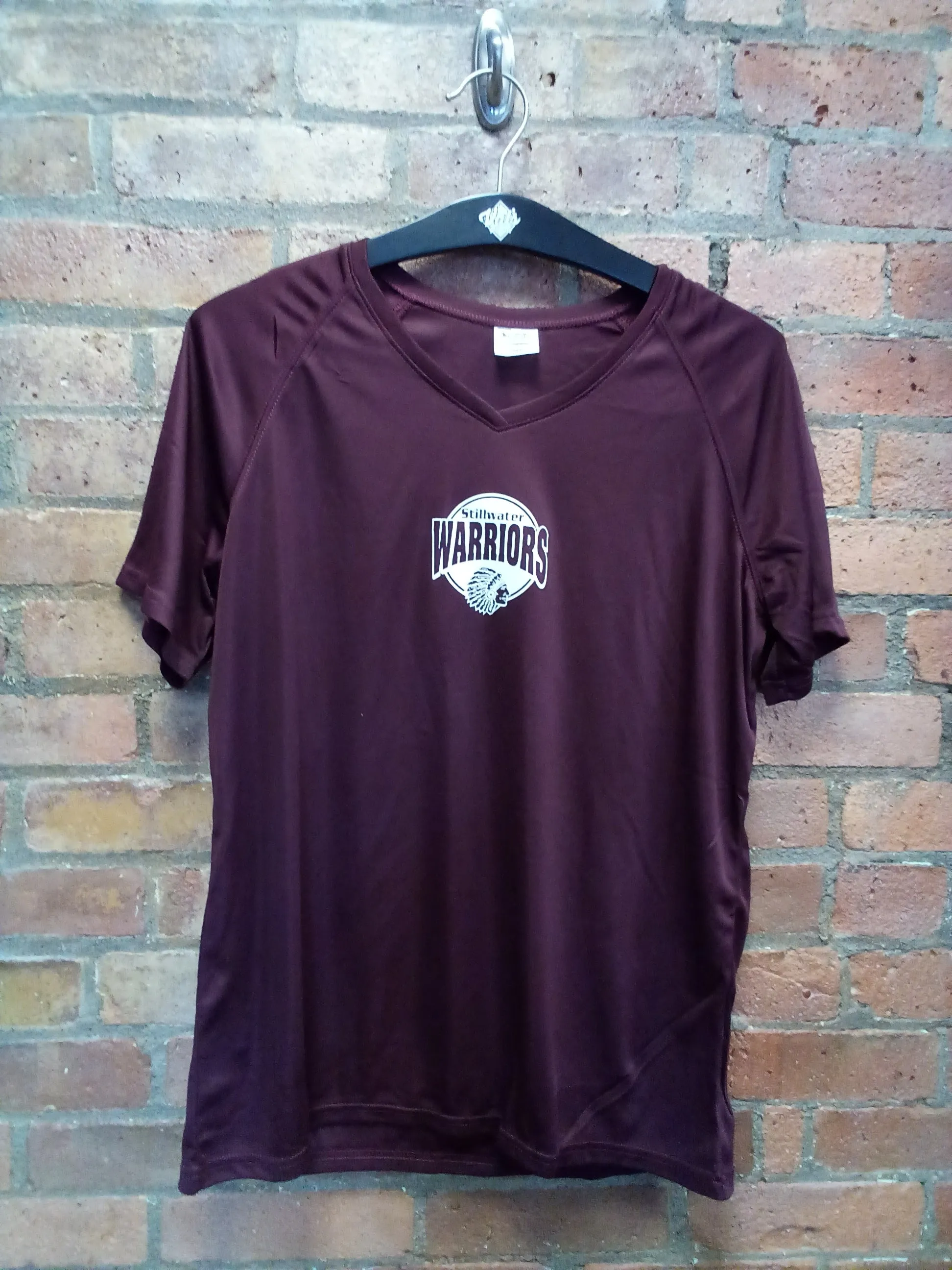 CLEARANCE - Stillwater Warriors Ladies V-Neck Moisture Wicking T-Shirt - Size Large