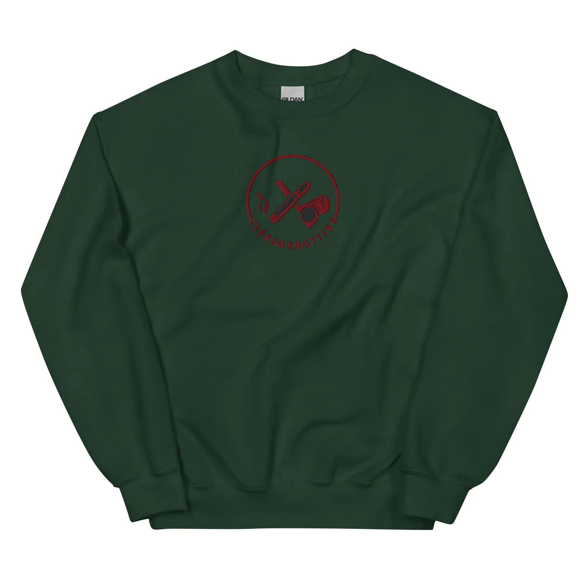 Clubs and Sticks Embroidered Sweatshirt - Maroon