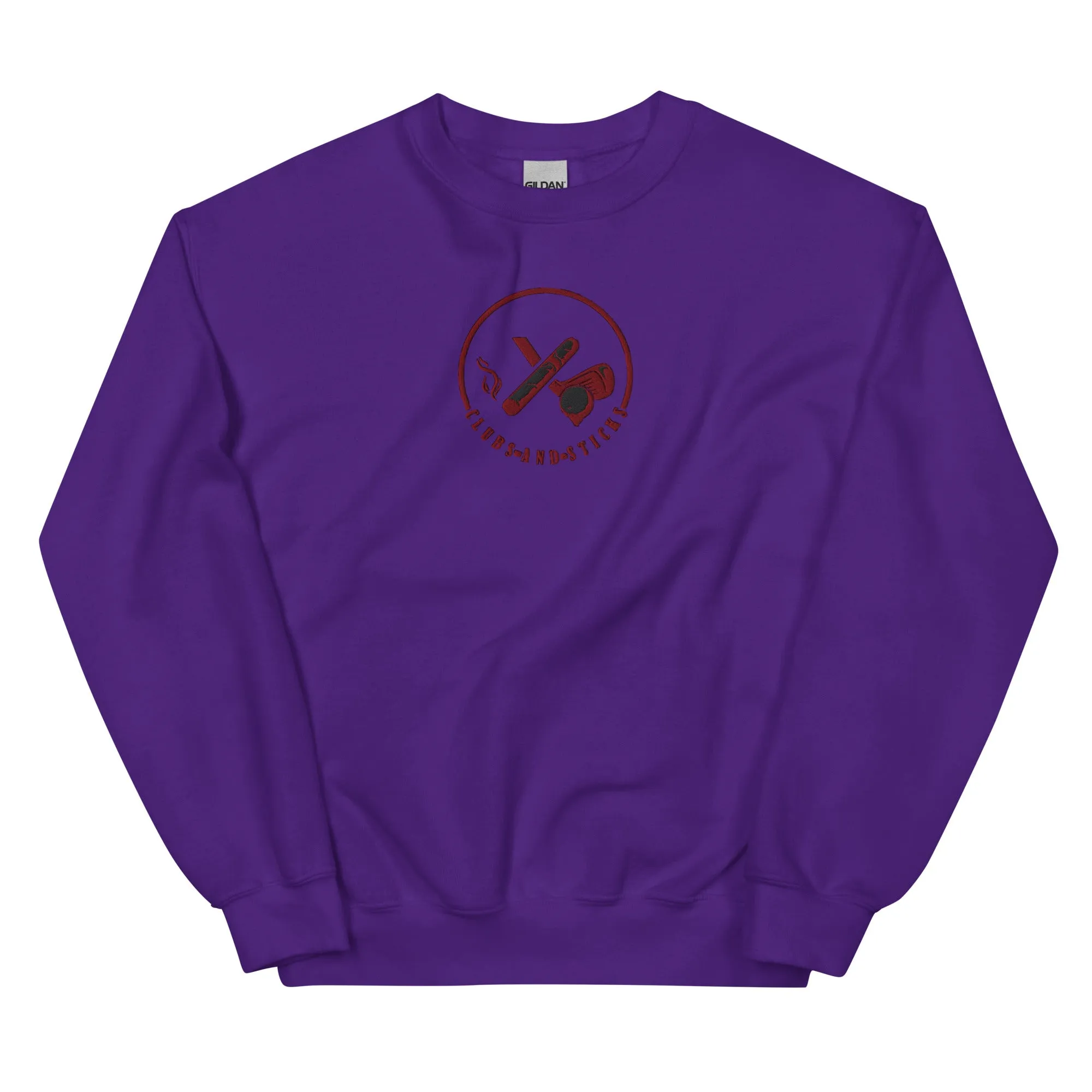 Clubs and Sticks Embroidered Sweatshirt - Maroon