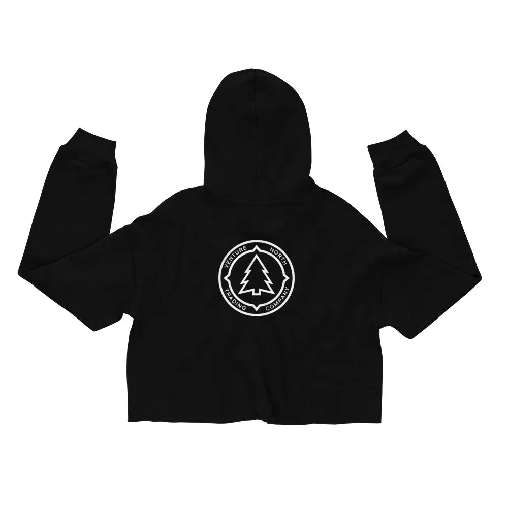Compass Outline Crop Hoodie - White