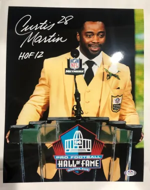 Curtis Martin Autographed 11x14 Photo with HOF 12 Inscription (PSA)