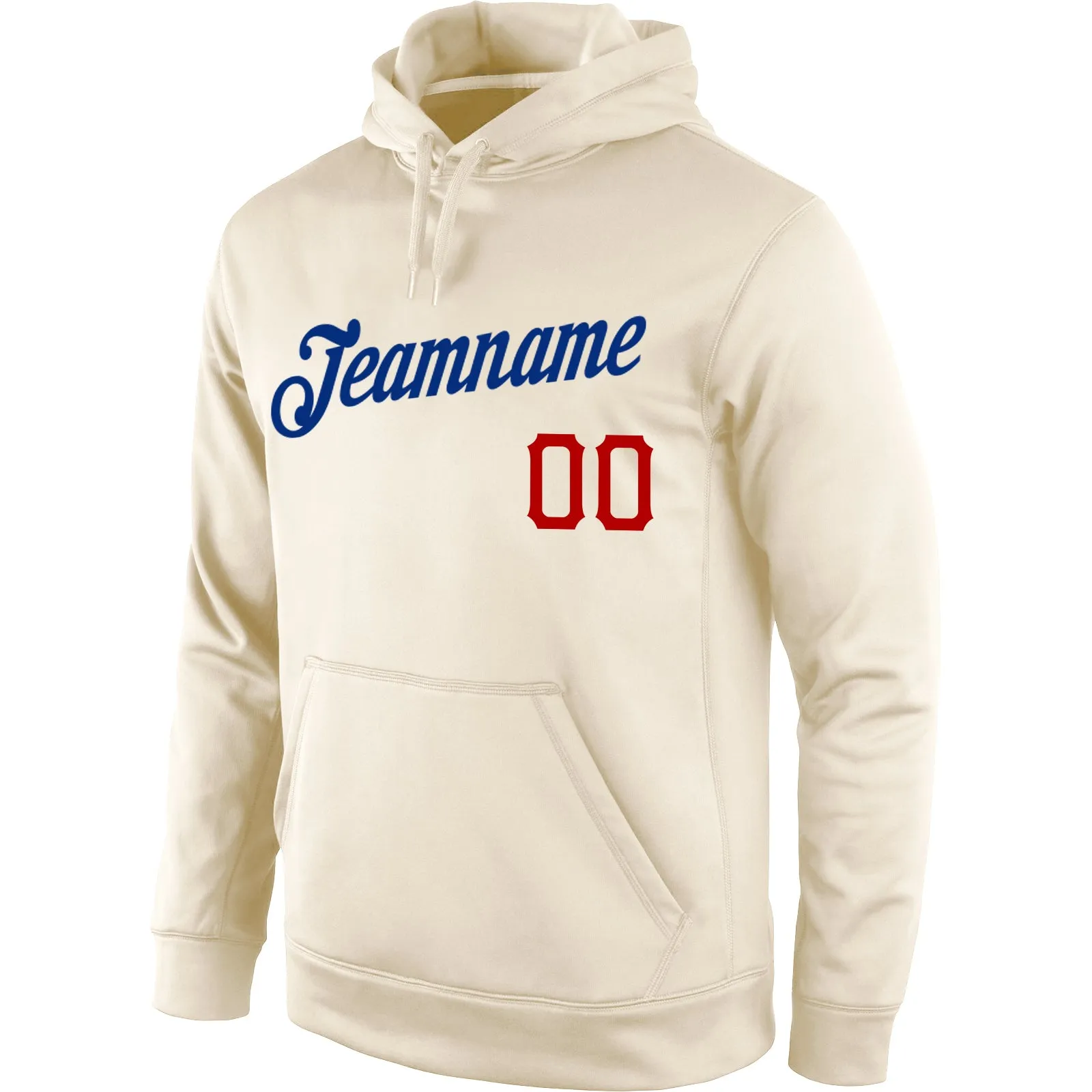 Custom Stitched Cream Red-Royal Sports Pullover Sweatshirt Hoodie