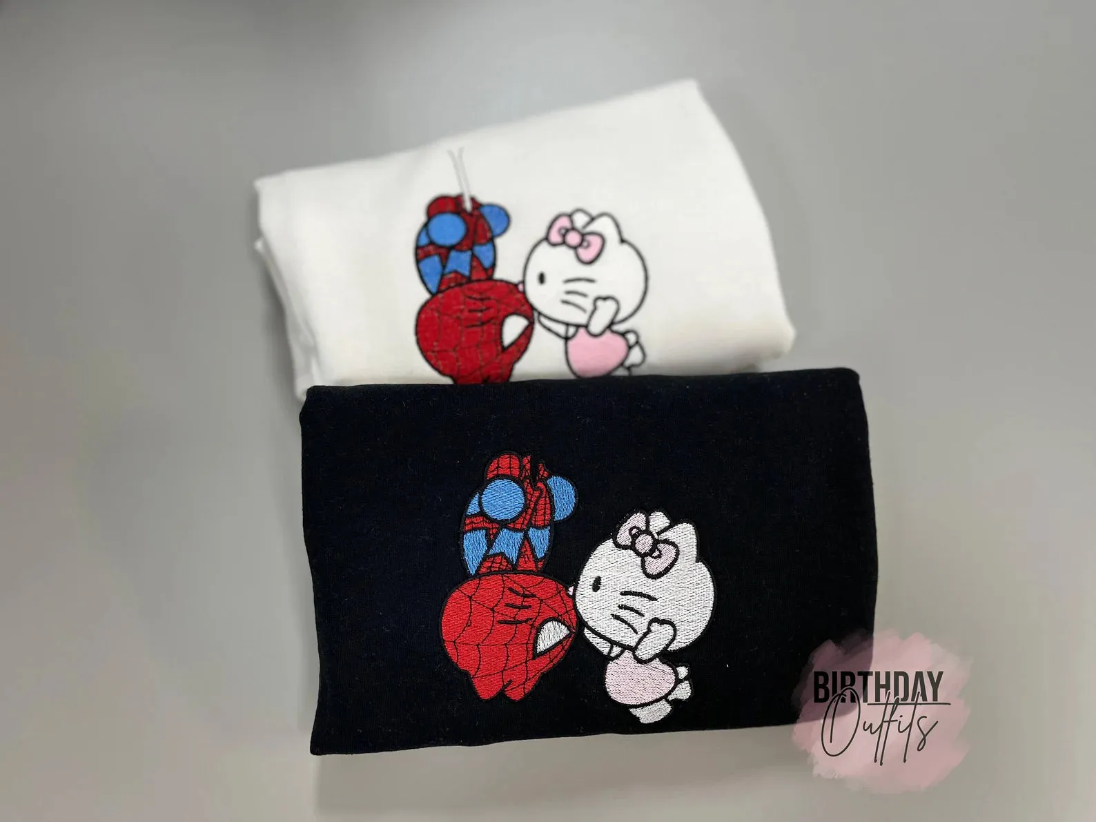 Cute Spider Cat Matching Valentine's Day Embroidered Sweatshirts, Couple Matching Sweatshirts, Best Valentine's Gifts