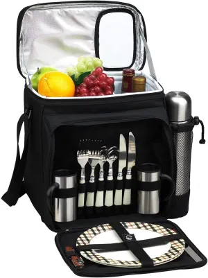 (D) 2-Person Picnic Backpack Bag, Equipped Cooler with Coffee Service