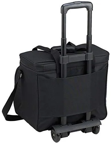 (D) Four Person Picnic Backpack Bag On Wheels, Full Equipment Set for Outdoor (Brown London)